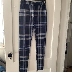 Free People Carnaby Blue Plaid Skinny Pants Size 0